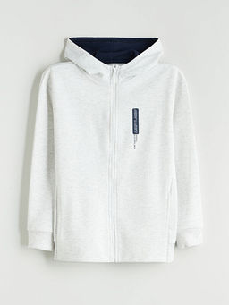 Kap??onlu Erkek ?ocuk Fermuarl? Sweatshirt