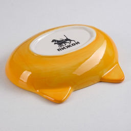 Миска керамическая овальная Кошачья мордочка 200 мл 14 х 12 х 3,5 см, жёлто-оранжевая - Пижон фото 4