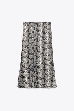 ANIMAL PRINT SATIN MIDI SKIRT - Zara фото 9