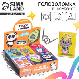 Цена за 12 шт. Головоломка металлическая «Вжух! И готово», МИКС, в шоубоксе