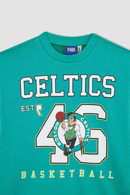 Толстовка свободного кроя с круглым вырезом NBA Boston Celtics для девочек - Defacto фото 7
