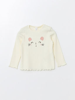 Bisiklet Yaka Uzun Kollu Bask?l? K?z Bebek Ti??rt 2li - Waikiki фото 2