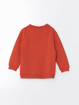 Bisiklet Yaka Bask?l? Erkek ?ocuk Sweatshirt