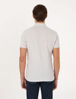 A__k Gri Slim Fit %100 Pamuk K_vr_lmaz D__meli Polo Yaka Basic Ti__rt