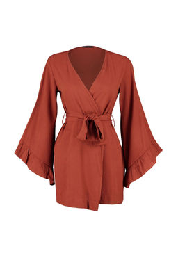 Siyah Kusakl? Dokuma Volanl? Mini Plaj Kimono&Kaftan TBESS21KM0002 - Trendyolmilla фото 14