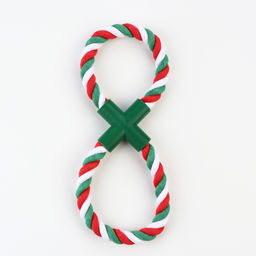 Игрушка тренировочная канатная Зимняя восьмёрка, до 20 см, 100 г,красная/белая/зелёная 79161 - Пижон фото 2