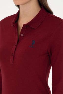 Женский бордово-красный базовый свитшот - U.s. polo assn фото 7