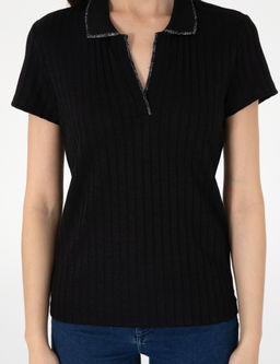 Siyah Slim Fit Basic Ti__rt