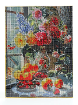 Алмазная мозаика с полным заполнением на холсте с подрамником Натюрморт, 30?40 см