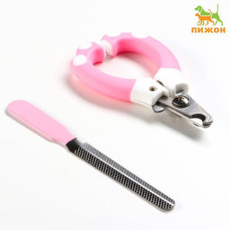 Набор для когтей Гармония: когтерез (отверстие 8 мм) и пилка для когтей, розовый