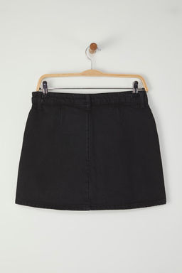 Siyah More Sustainable Yuksek Bel Mini Denim Sort Etek TWOSS25SR00079