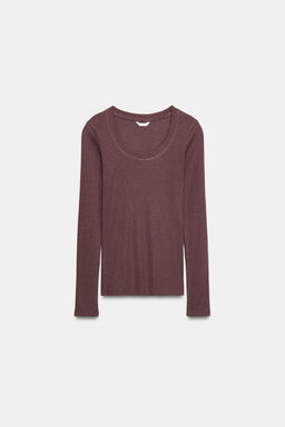 RIBBED LONG SLEEVE T-SHIRT - Zara фото 12