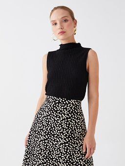 Dik Yaka Kendinden Desenli Kad?n Atlet