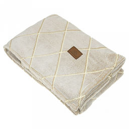 Плед/покрывало 180х200см "Ромбы, беж", велсофт "Bamboo" набивной, полиэстер 100%, плотность 260г/м2, упаковка: 18х33см пояс бумажный, "Домашняя мода" (Россия)