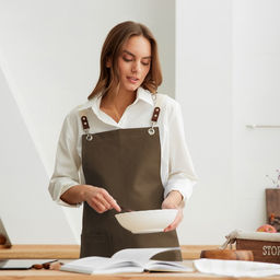 Фартук кухонный «Этель» Minimalist design, 60×70 см, лён 45%, хлопок 55%, 395 г/м², зелёный