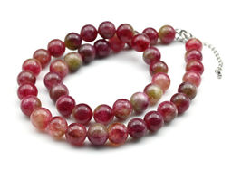 Бусы из камня кальцита шарик 10мм цв.клубничный, 44см