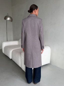 Пальто женское демисезонное 25775 (коричневый/ёлочка)