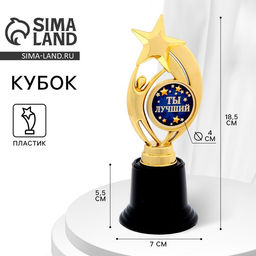 Кубок наградная фигура: звезда Ты лучший золото, пластик, 18.5 см