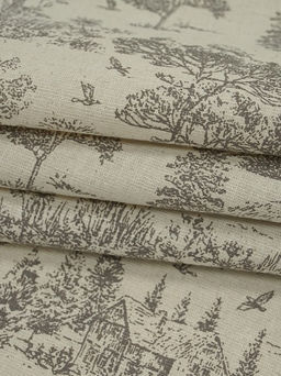 Хлопколен Туаль де Жуи - прованс цв.кофейный (на суровом), ш.1.4м, лен-15%, хл-85%, 125гр/м.кв - Купава фото 9