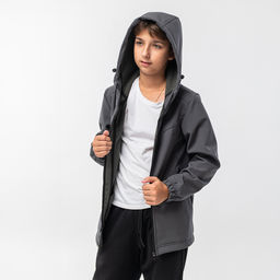 RODOS Куртка софтшелл для мальчика демисезон М-311д Тёмно-серый  фото 9