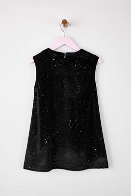 Siyah Simli Parlak Maxi Dokulu Orme Y?lbas? K?z Cocuk Elbise TKDAW26EL00011 - Trendyolmilla фото 4