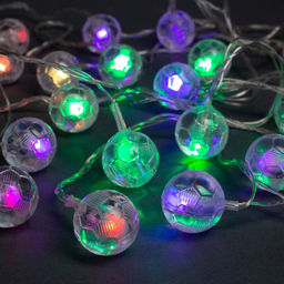 Гирлянда Нить 5 м с насадками Футбольный мяч, IP20, прозрачная нить, 20 LED, свечение мульти (RG/RB), мигание, 220 В