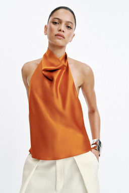 TOP HALTER SATINADO / Naranja