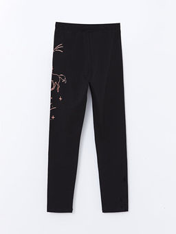 Beli Lastikli Bask?l? K?z ?ocuk Uzun Tayt