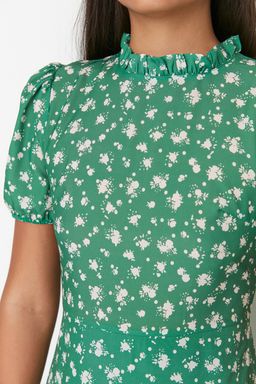 TRENDYOLMILLA Ac?k Mavi Cicekli A Kesim F?rf?rl? Midi Dokuma Elbise TWOSS20EL0894  фото 38