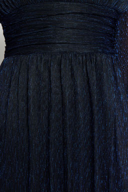 TRENDYOLMILLA Koyu Lacivert Par?lt?l? Orme K?sa S?k Abiye Elbise TPRAW23EL00304  фото 5