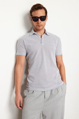 Beyaz Regular/Normal Kesim Dokulu Polo Yaka T-shirt TMNSS24PO00038