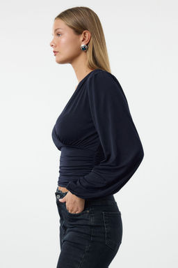 Trendyolmilla Murdum Kruvaze Buzgu/Drape Detayl? Uzun Kollu Esnek Orme Bluz TWOAW25BZ00021