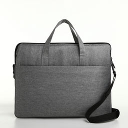 Сумка для ноутбука на молнии, наружный карман, держатель для чемодана, длинный ремень, 37.5×3×27.5 см, серая