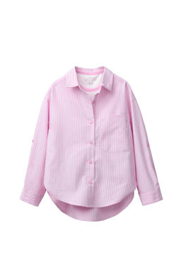 PACK CAMISA RAYAS CON CAMISETA RIB CUELLO CONTRASTE / Rosa