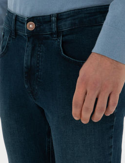 Petrol Slim Fit Pamuk Kar___ml_ Jean Pantolon