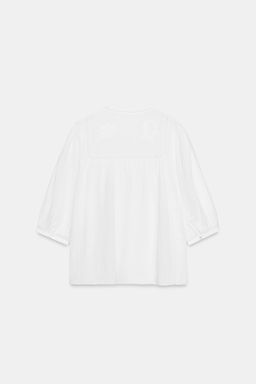 CAMISA BORDADOS ENCAJE ZW COLLECTION / Blanco