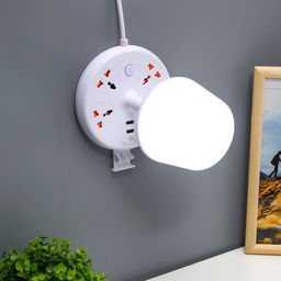 Настольная лампа «Эра» LED 5 Вт 3000К-6000К 4 розетки 2хUSB2.0 МИКС 15×15×22 см RISALUX