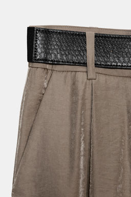 WIDE SATIN TROUSERS WITH BELT - Zara фото 9