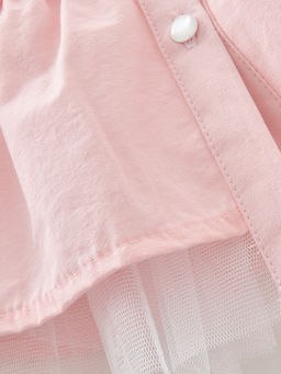 Хлопковое нарядное платье на пуговках UD 6569 розовый - Mini maxi фото 5