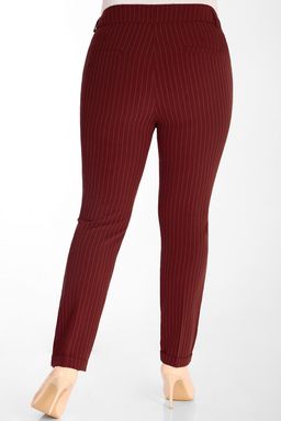 Брюки бордового цвета облегающие в мелкую полоску - Almond фото 2