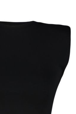 Siyah Vatkal? Fitted/Vucuda Oturan Bisiklet Yaka Crop Esnek Orme Bluz TWOSS23BZ00251