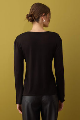 Siyah V Yaka Basic Triko Kazak | TWOAW26KZ00101 - Trendyolmilla фото 4