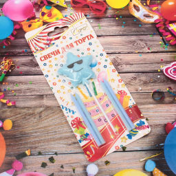 Цена за 2 шт. Свечи для торта "Крутая звезда" 5 шт, (8 см, звезда 4*5 см), микс