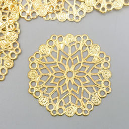 Цена за 10 шт. Декоративный элемент "Узор", цвет золото d-3,5