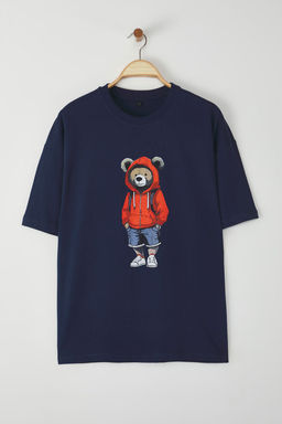 TRENDYOL MAN Ekru Unisex Oversize/Genis Kesim Ay?c?k Bask?l? %100 Pamuklu T-Shirt TMNSS25TS00158 - Trendyolmilla фото 9