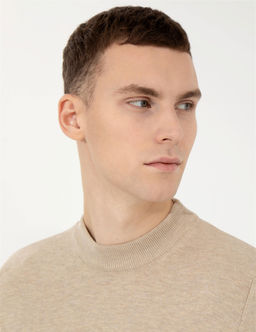 Ta_ Melanj Slim Fit Yar_m Bal_k__ Yaka Basic Triko Kazak - Pierre cardin фото 2