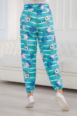 Брюки женские из футера Забава маки на ментоле - Амадэль фото 12