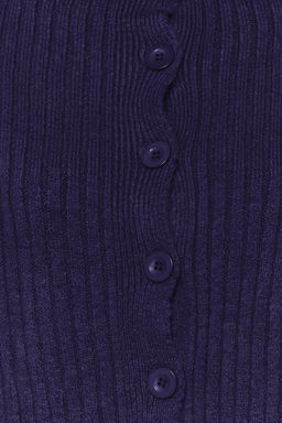 Lacivert Crop Yumusak Dokulu Dik Yaka Triko H?rka TWOAW22HI0174