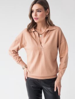 VILATTE / Джемпер-поло over-size тонкой вязки из хлопка