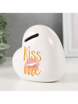 УЦЕНКА Копилка для денег Белое сердце: Kiss me, керамика, 11?5?10.5 см